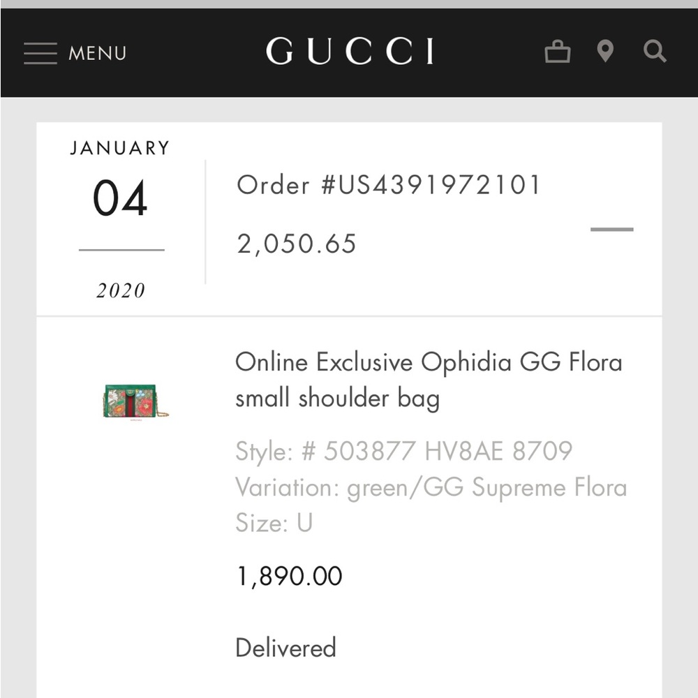GUCCI GG Supreme Monogram Flora Web Small Ophidia Chain Shoulder Bag Green. NWOT - Picture 15 of 15
